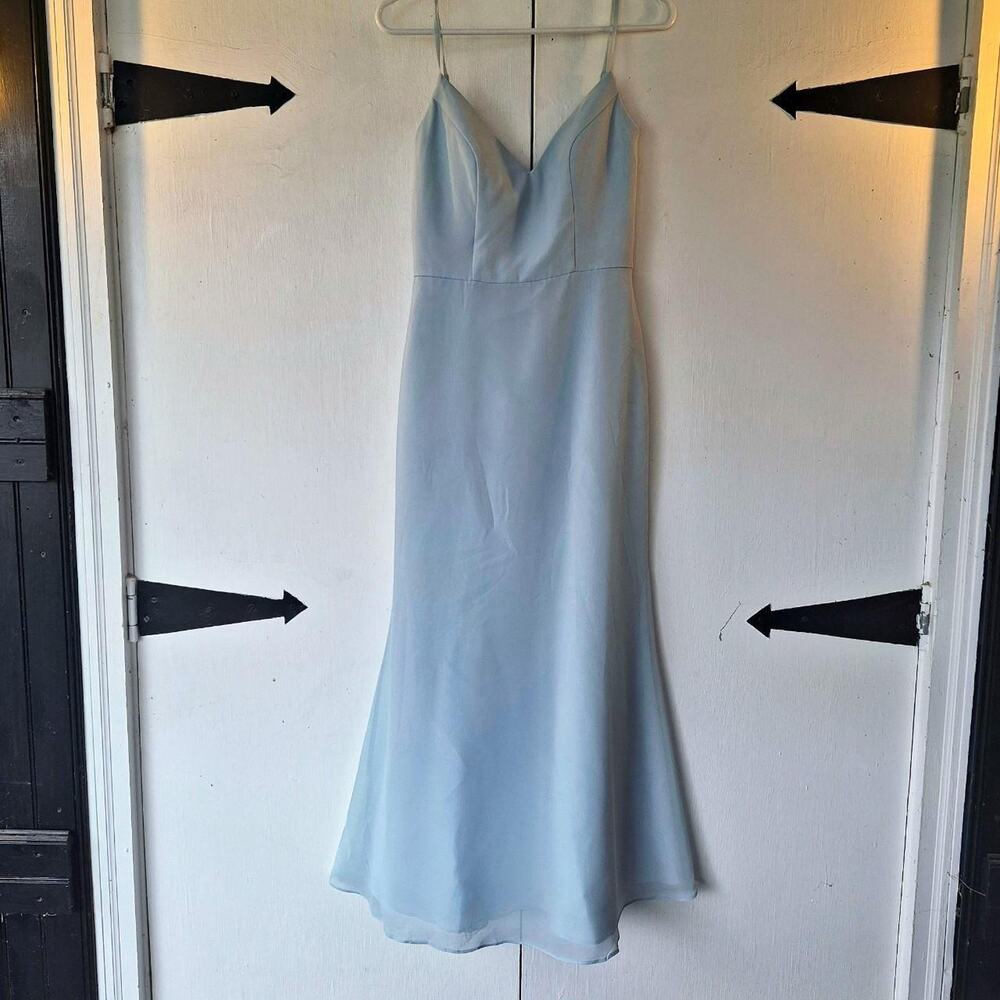 Hayley paige occasions light blue chiffon maxi dress